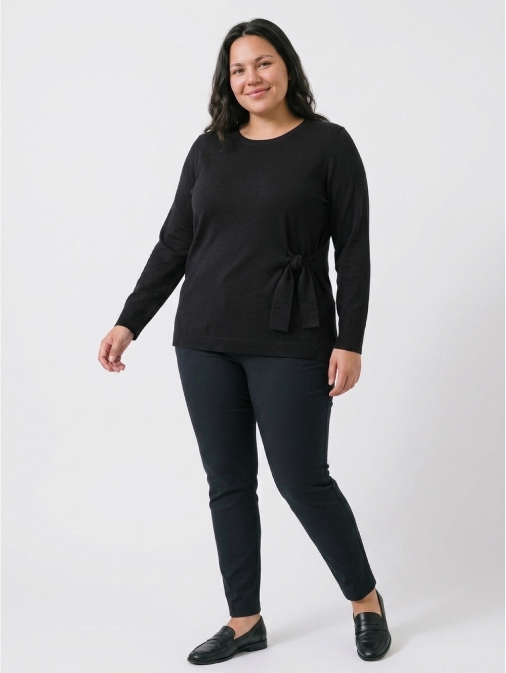 NWT Ruby Rd. black long sleeve top with tie detail Size XL